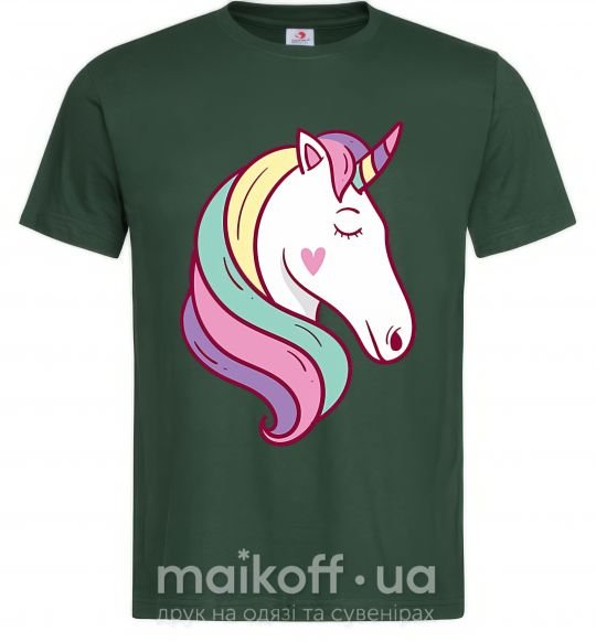 Мужская футболка Heart unicorn Темно-зеленый фото
