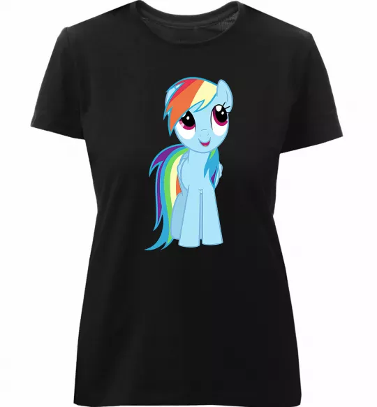 Жіноча преміум футболка Блакитний єдиноріг Чорний фото