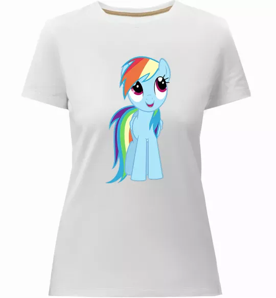 Жіноча преміум футболка Блакитний єдиноріг Білий фото