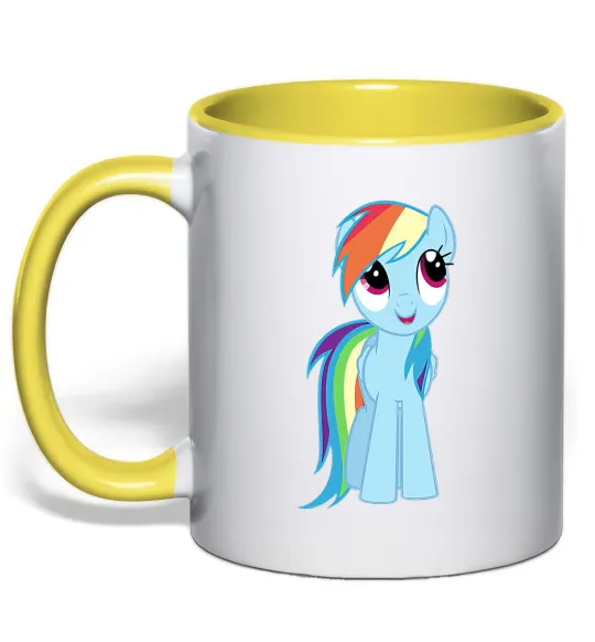 Чашка с цветной ручкой Блакитний єдиноріг Лимонный фото