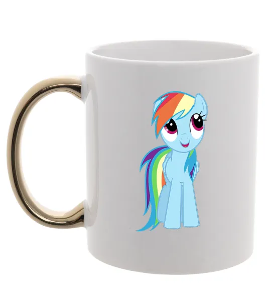 Чашка з кольоровою ручкою Блакитний єдиноріг Золото фото