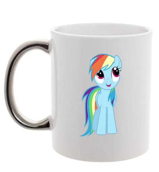 Чашка з кольоровою ручкою Блакитний єдиноріг Срібло фото