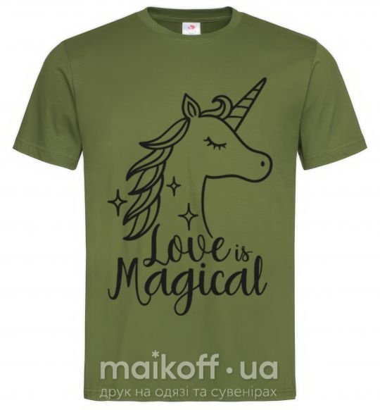 Мужская футболка Unicorn love Оливковый фото
