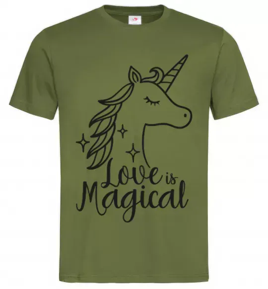 Чоловіча футболка Unicorn love Оливковий фото