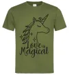 Чоловіча футболка Unicorn love Оливковий фото