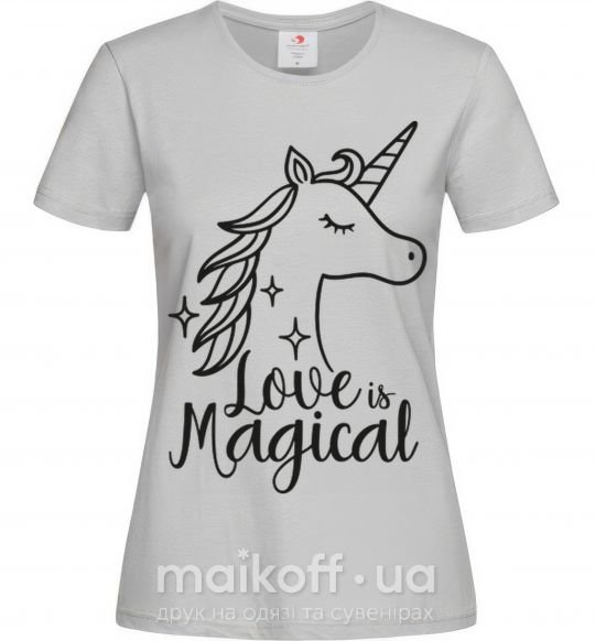 Жіноча футболка Unicorn love Сірий фото