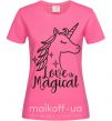 Женская футболка Unicorn love Ярко-розовый фото