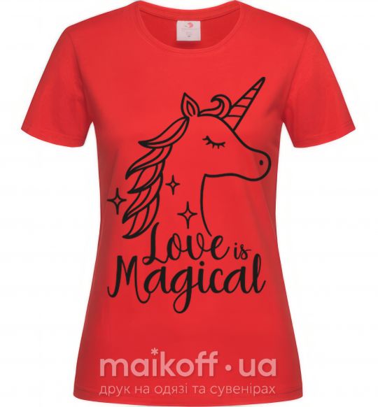 Жіноча футболка Unicorn love Червоний фото