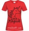 Женская футболка Unicorn love Красный фото