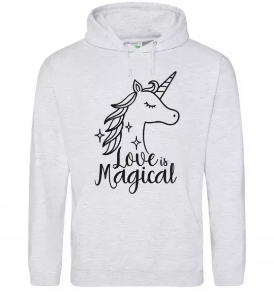 Мужская толстовка (худи) Unicorn love Серый меланж фото