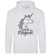 Мужская толстовка (худи) Unicorn love Серый меланж фото