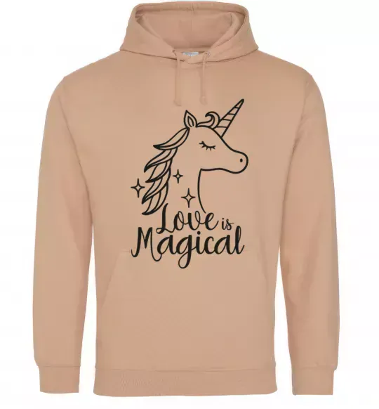 Мужская толстовка (худи) Unicorn love Песочный фото