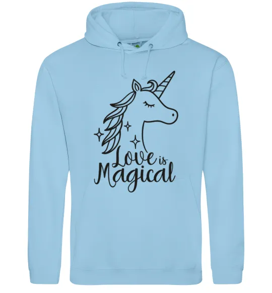 Жіноча толстовка (худі) Unicorn love Блакитний фото