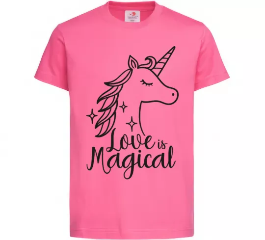 Дитяча футболка Unicorn love Яскраво-рожевий фото