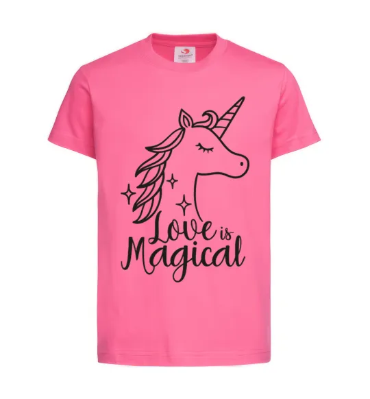 Детская футболка Unicorn love Ярко-розовый фото