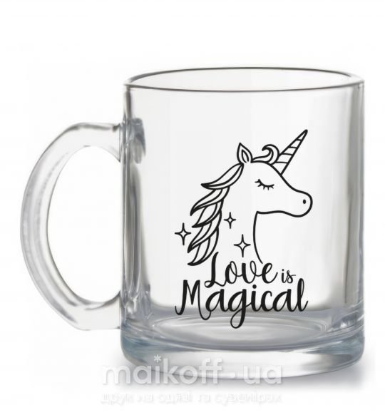 Чашка стеклянная Unicorn love Прозрачный фото