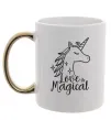 Чашка с цветной ручкой Unicorn love Золото фото