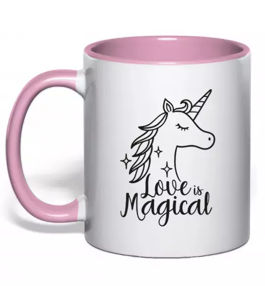 Чашка с цветной ручкой Unicorn love Нежно розовый фото