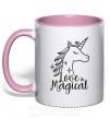 Чашка с цветной ручкой Unicorn love Нежно розовый фото