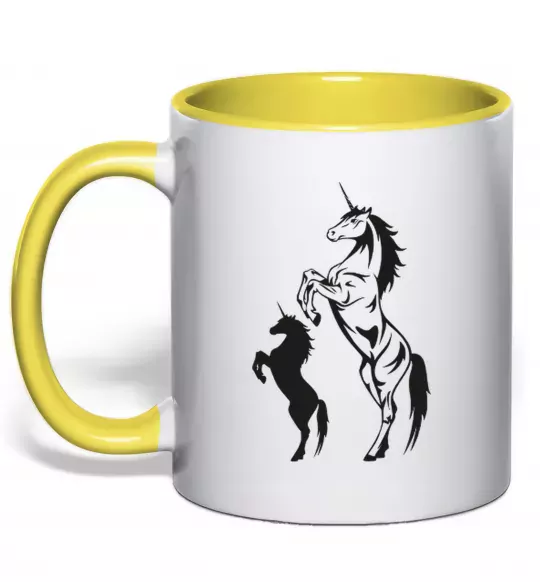 Чашка з кольоровою ручкою Єдиноріг Сонячно жовтий фото