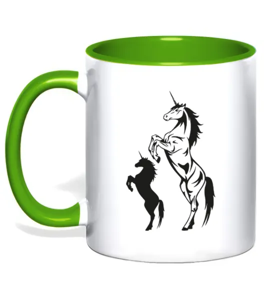 Чашка с цветной ручкой Єдиноріг Лаймовый фото