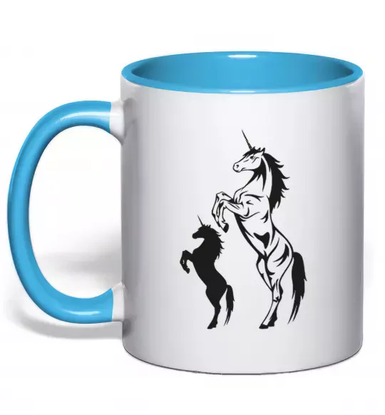 Чашка з кольоровою ручкою Єдиноріг Блакитний фото