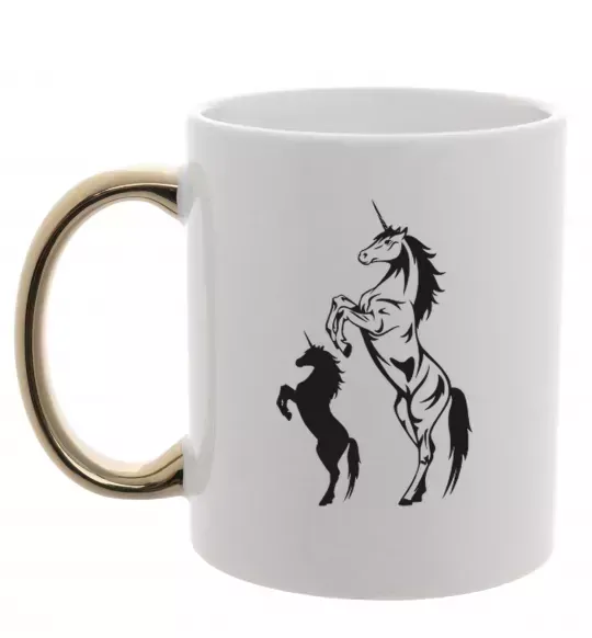 Чашка з кольоровою ручкою Єдиноріг Золото фото