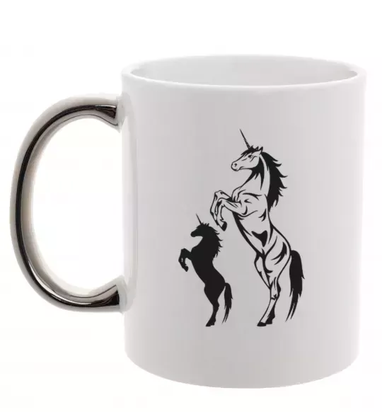 Чашка з кольоровою ручкою Єдиноріг Срібло фото