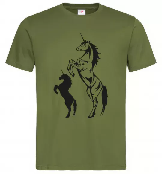 Мужская футболка Єдиноріг Оливковый фото