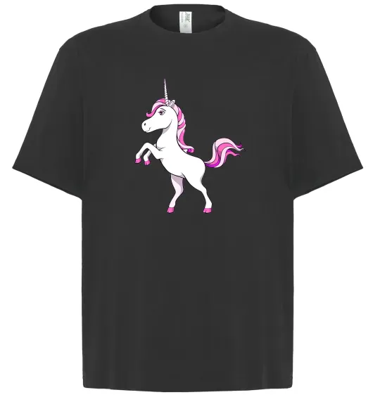 Футболка Оверсайз Рожевий єдиноріг Черный фото