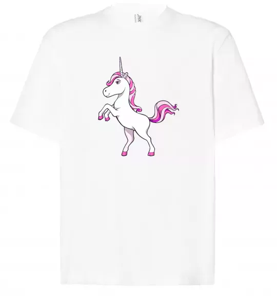 Футболка Оверсайз Рожевий єдиноріг Белый фото