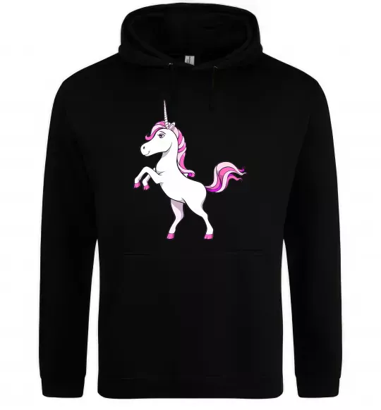 Чоловіча толстовка (худі) Рожевий єдиноріг Чорний фото