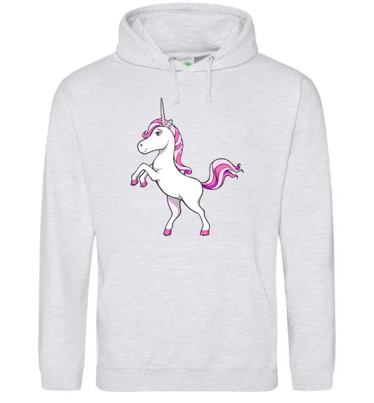 Женская толстовка (худи) Рожевий єдиноріг Серый меланж фото