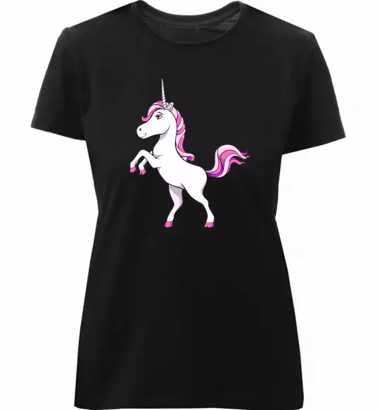 Женская премиум футболка Рожевий єдиноріг Черный фото