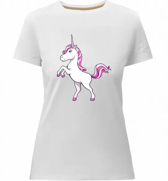 Женская премиум футболка Рожевий єдиноріг Белый фото