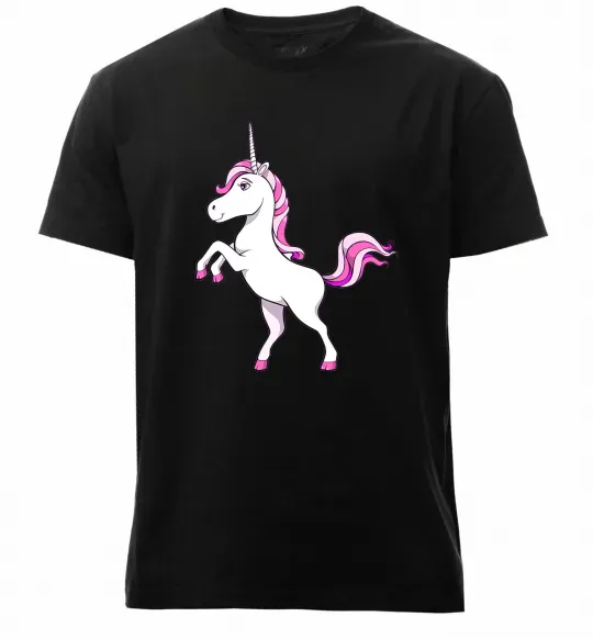 Мужская премиум футболка Рожевий єдиноріг Черный фото