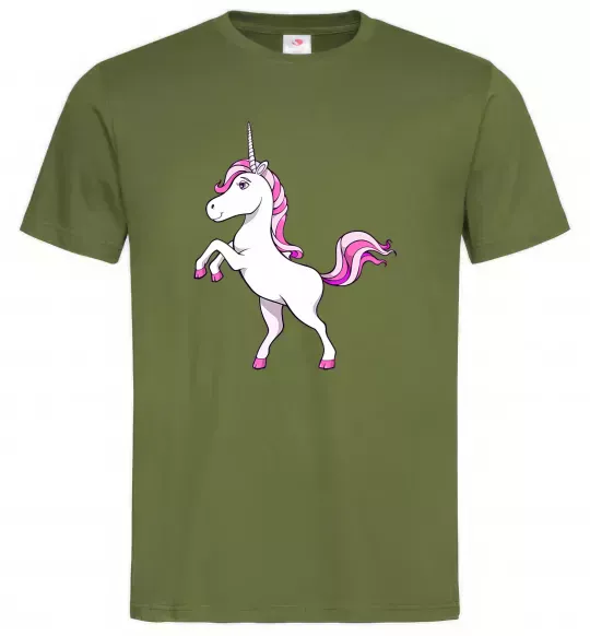 Мужская футболка Рожевий єдиноріг Оливковый фото