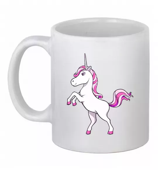 Чашка керамічна Рожевий єдиноріг Білий фото