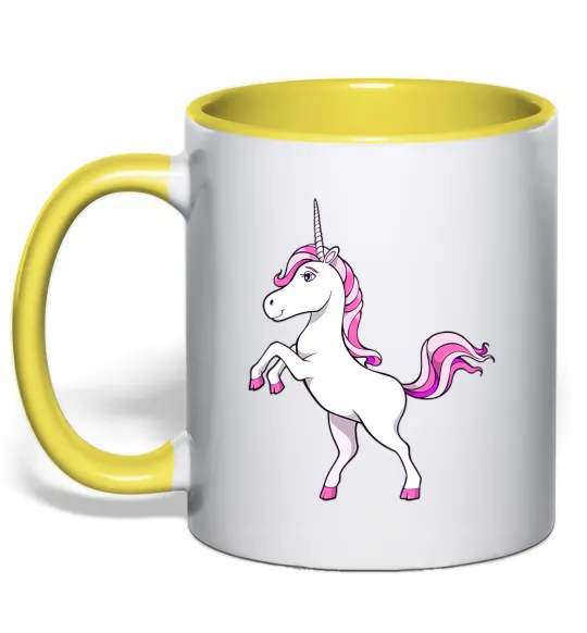 Чашка з кольоровою ручкою Рожевий єдиноріг Лимонний фото