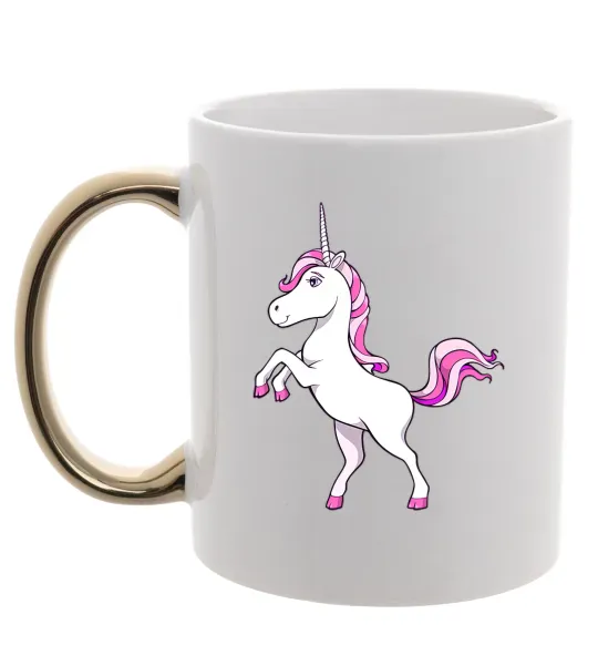 Чашка з кольоровою ручкою Рожевий єдиноріг Золото фото