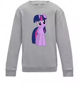 Детский Свитшот Фіолетовий єдиноріг Серый меланж фото