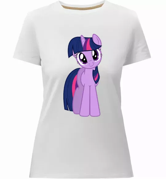 Женская премиум футболка Фіолетовий єдиноріг Белый фото