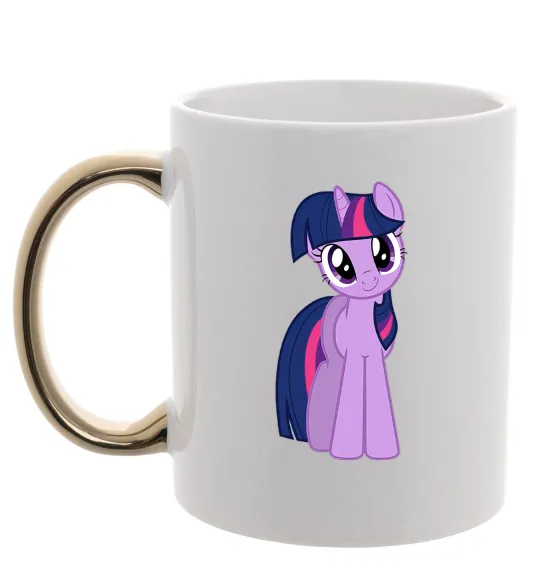 Чашка з кольоровою ручкою Фіолетовий єдиноріг Золото фото