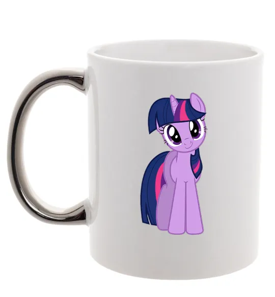 Чашка з кольоровою ручкою Фіолетовий єдиноріг Срібло фото