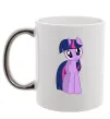 Чашка з кольоровою ручкою Фіолетовий єдиноріг Срібло фото