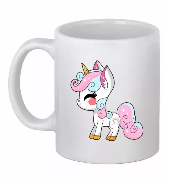 Чашка керамическая Cute unicorn Белый фото