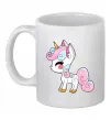Чашка керамическая Cute unicorn Белый фото