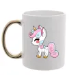 Чашка с цветной ручкой Cute unicorn Золото фото