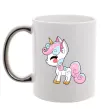 Чашка с цветной ручкой Cute unicorn Серебро фото