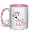 Чашка з кольоровою ручкою Cute unicorn Ніжно рожевий фото